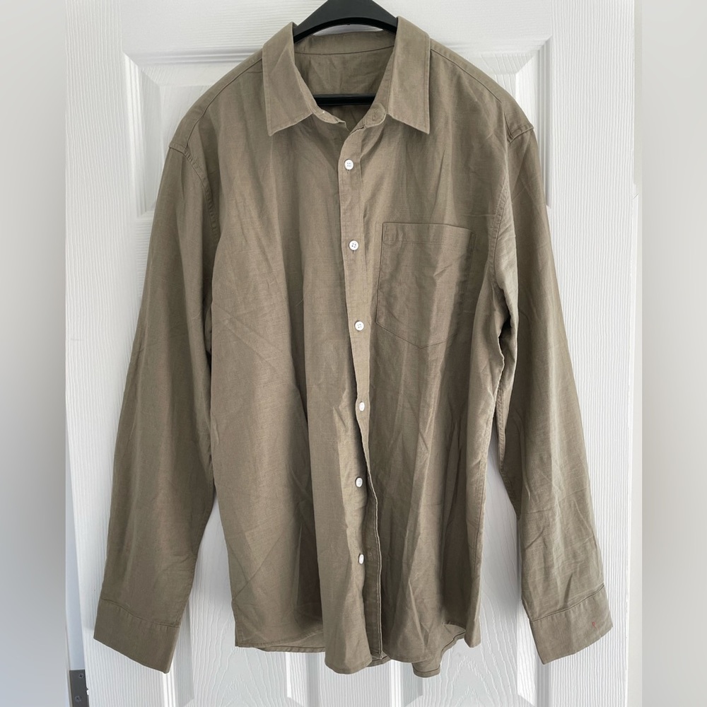 Mens Olive Linen Shirt